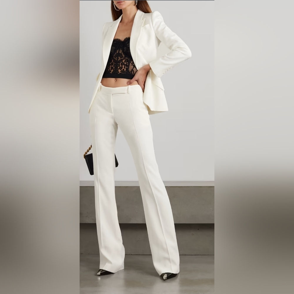 Alexander McQueen Crepe Bootcut White Pants